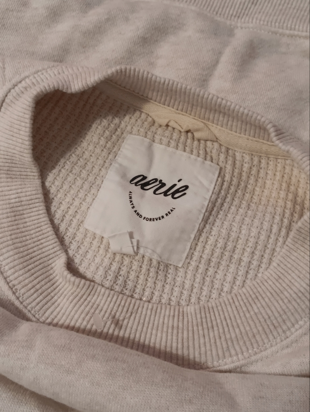 aerie Ivory Textured Knit Sweatshirt